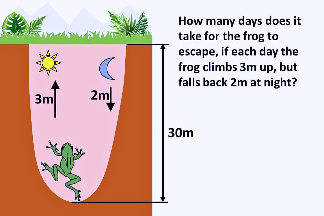 A Frog Has Fallen Into A Pit That Is 30m Deep