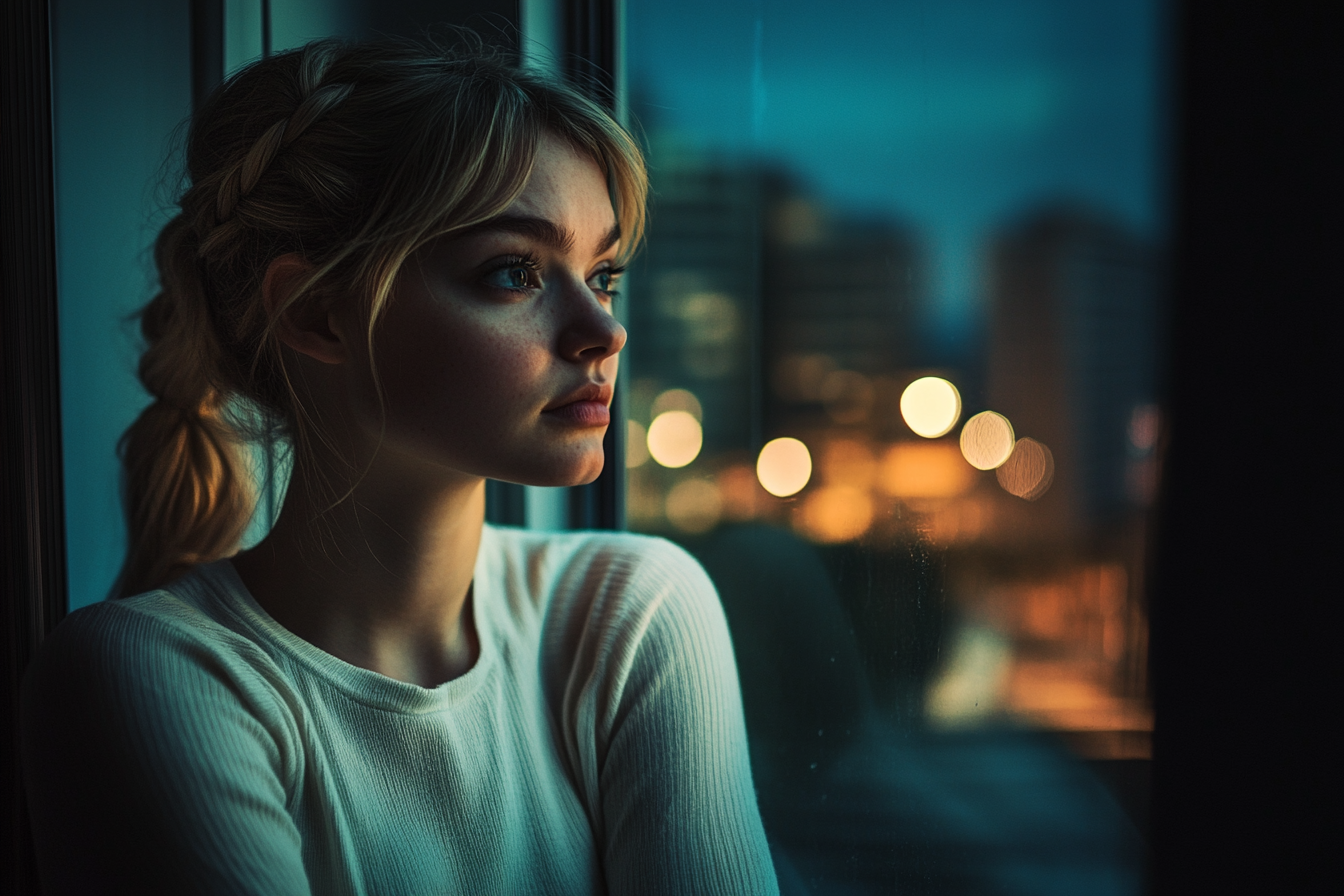 A woman looking out a window | Source: Midjourney