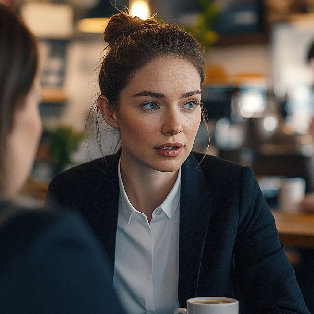 A woman talking to her friend | Source: Midjourney