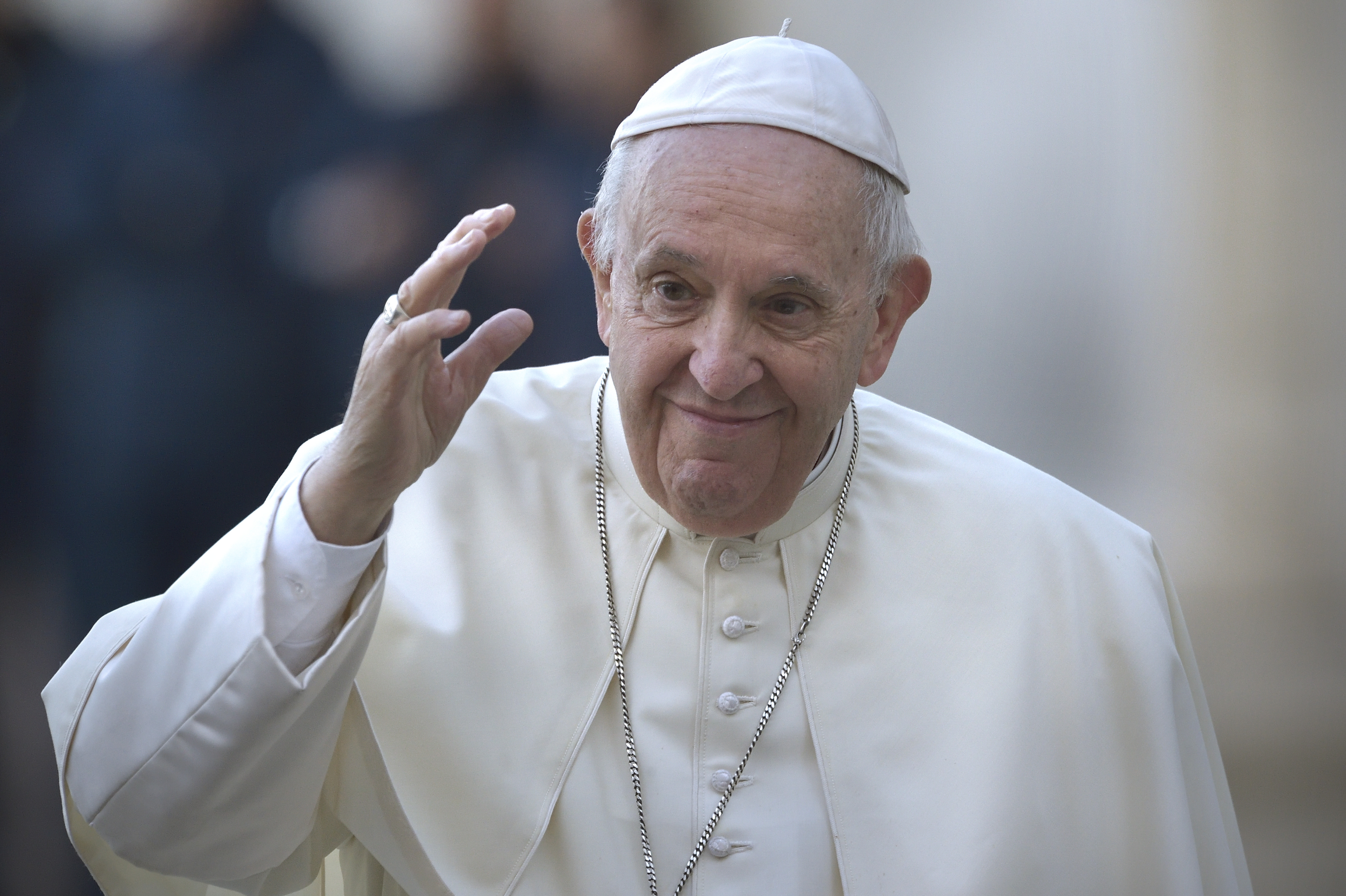 Pope Francis meets in St. Peter's Square, Vatican City, on April 18, 2022. | Source: Getty Images